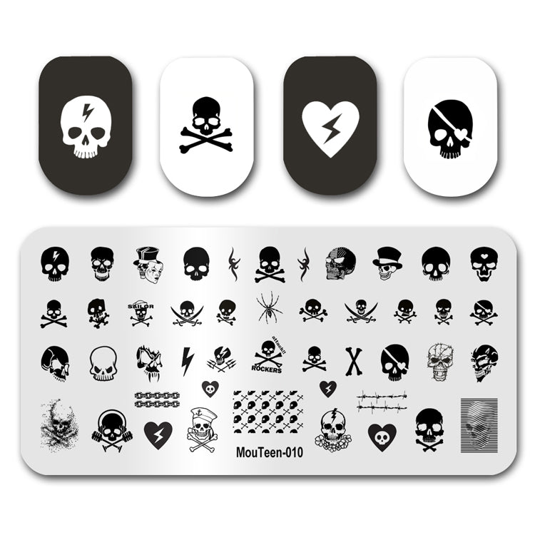 Cheap KADS Nail Stamping Plates Skull Abstract Face Bat Castle