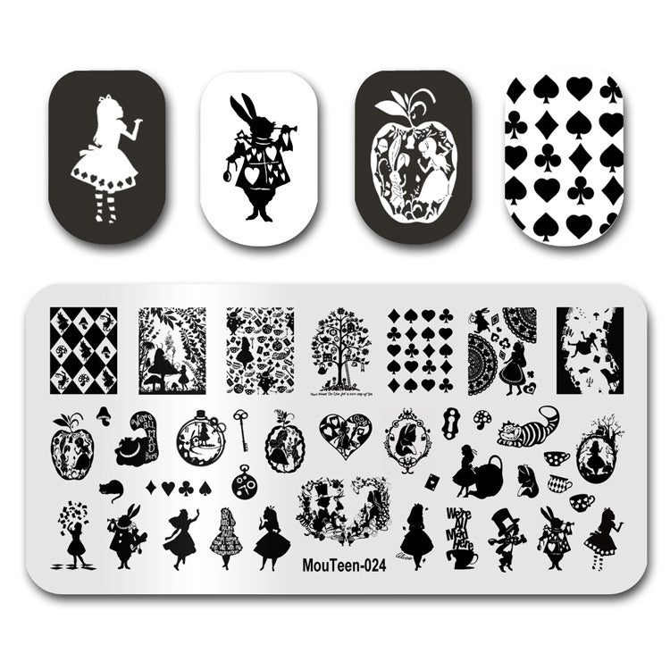 Mouteen-024 Princess Alice Nail Stamping Plate Hearts Poker Nail Stamper Template For Nails Art Design