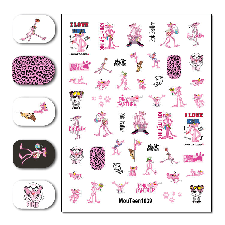 Newest Hot Mouteen1039 Pink Panther Nail Sticker Nail Water Sticker for Nail Art Sticker Decal