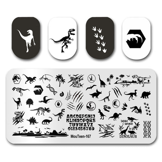 Dinosaur Tyrannosaurus Pterosaur Nail Stamping Plate Mouteen-167