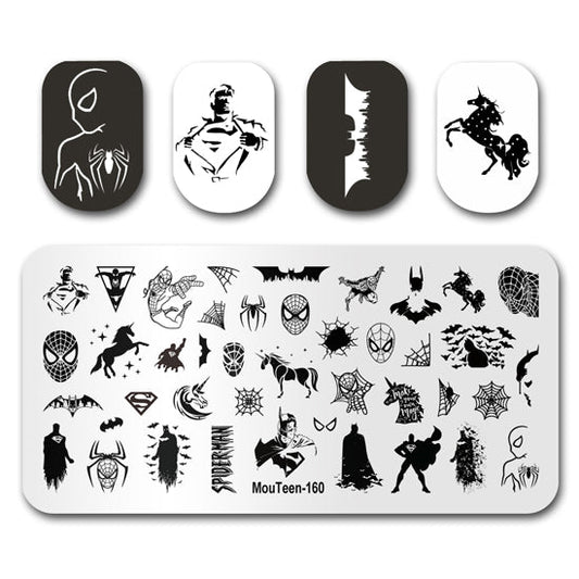 Spider Bat Unicorn Nail Stamp Plates Mouteen-160