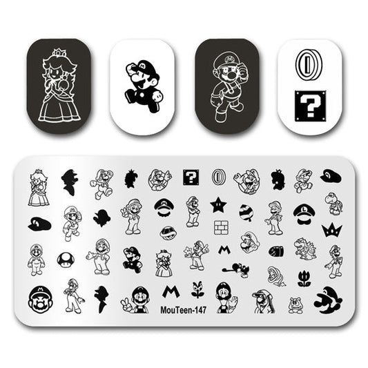 Cartoon Mario Game Nail Stamping Plate Mouteen-147