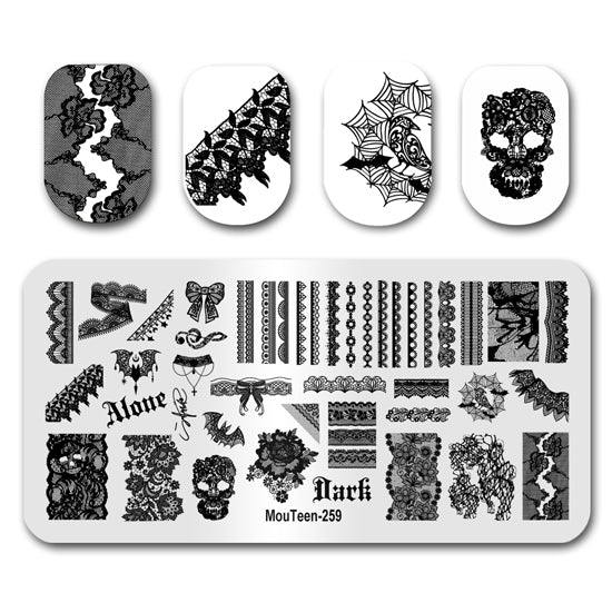 Dark Lace Nail Stamping Plate Nail Stamp for Nails Art Plate Nail art Supply Mouteen-259