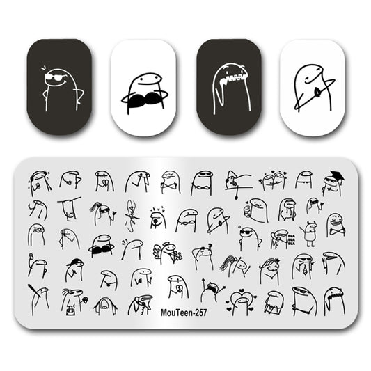 Flork Stick Figure Nail Stamping Plate Nail Stamp for Nails Art Plate Nail art Supply Mouteen-257