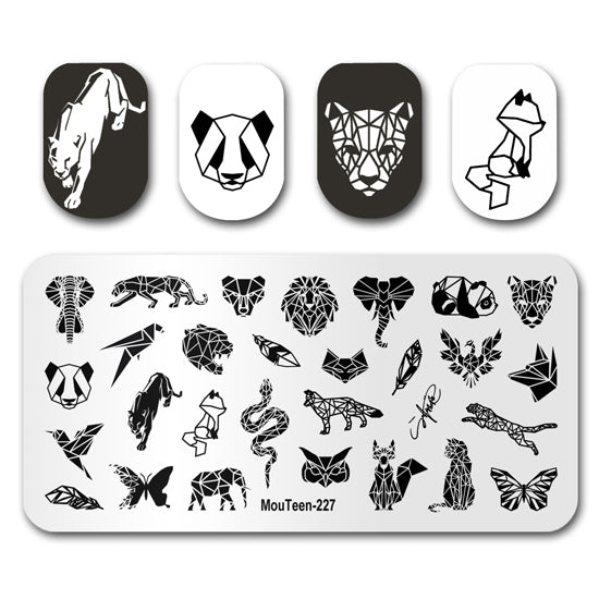 Solid Geometry Animal Nail Stamping Plate Nail Stamp Mouteen-227