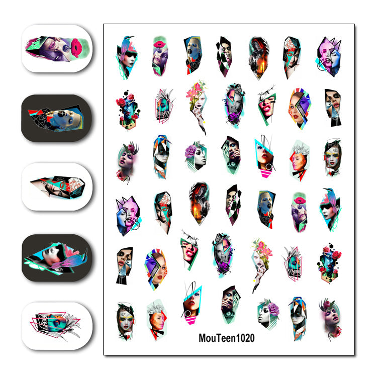 Disney Hot Mouteen1011 Punk Princess Water Nail Sticker Nail Water Sticker for Nail Art Sticker Decal Art Decoration