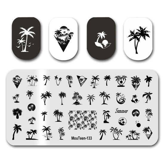 Coconut Tree Scenery Nail Stamping Plates Mouteen-133