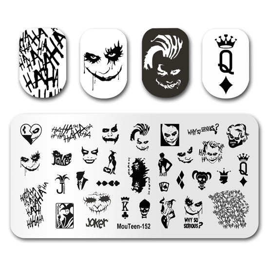 Joker Clown Nail Art Stamping Plate Mouteen-152