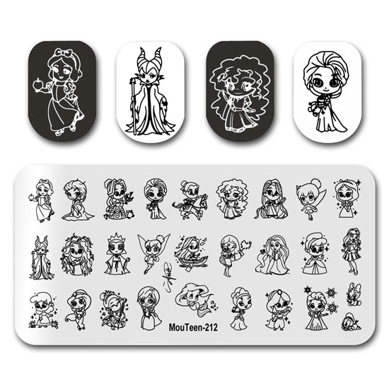 Chibi Disney Princess Nail Stamping Plate Mouteen-212