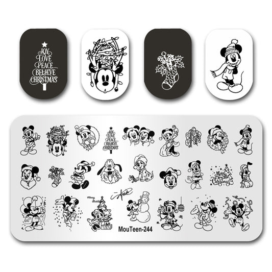 Christmas Disney Mickey Big Size Nail Stamping Plate Nail Stamp for Nails Art Plate Nail art Supply Mouteen-244