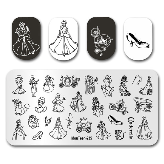 Cinderella Princess Big Size Nail Stamping Plate Nail Stamp Mouteen-235