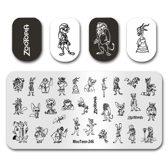 Zootopia Big Size Nail Stamping Plate Nail Stamp for Nails Art Plate Nail art Supply Mouteen-246
