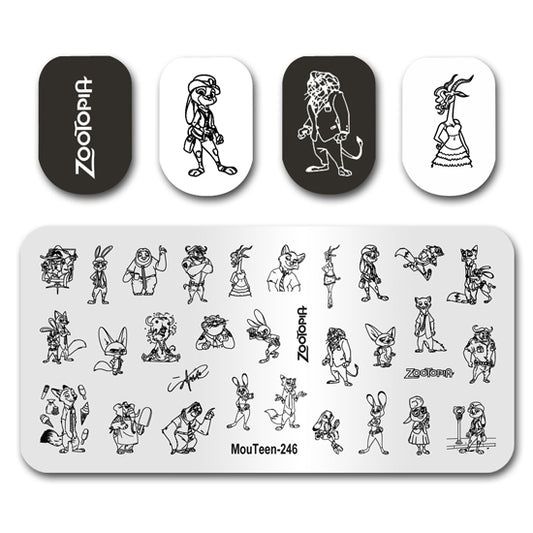 Zootopia Big Size Nail Stamping Plate Nail Stamp for Nails Art Plate Nail art Supply Mouteen-246