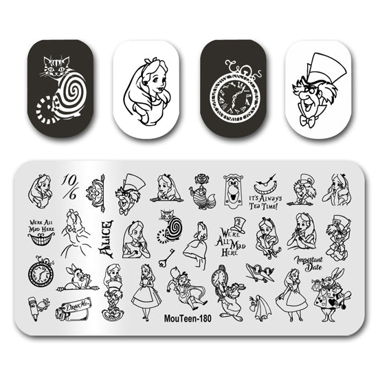 Alice in Wonderland Nail Stamping Plate Mouteen-180