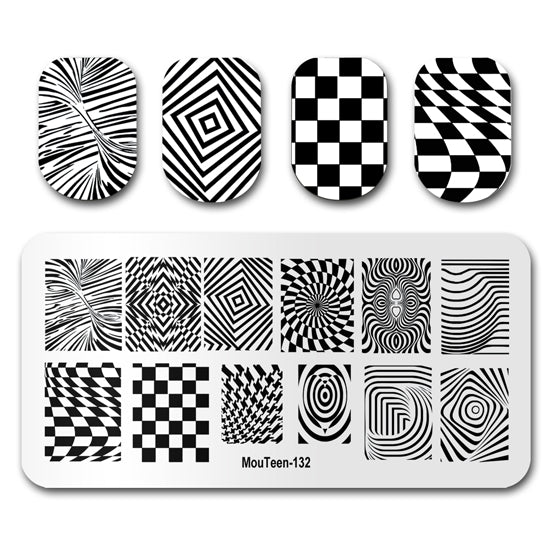 Grid Pattern Nail Stamp Plates Mouteen-132