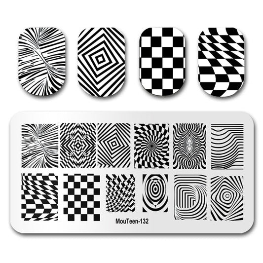 Grid Pattern Nail Stamp Plates Mouteen-132