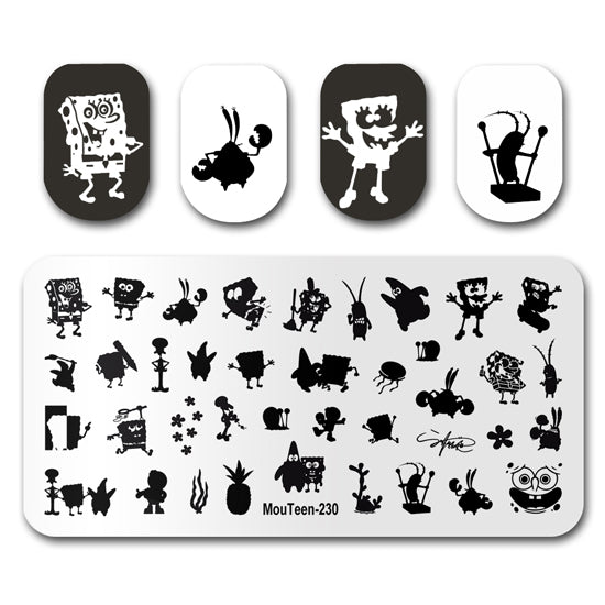 SpongeBob SquarePants Silhouette Nail Stamping Plate Nail Stamp Mouteen-230