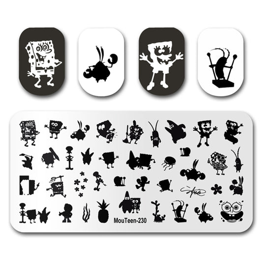 SpongeBob SquarePants Silhouette Nail Stamping Plate Nail Stamp Mouteen-230