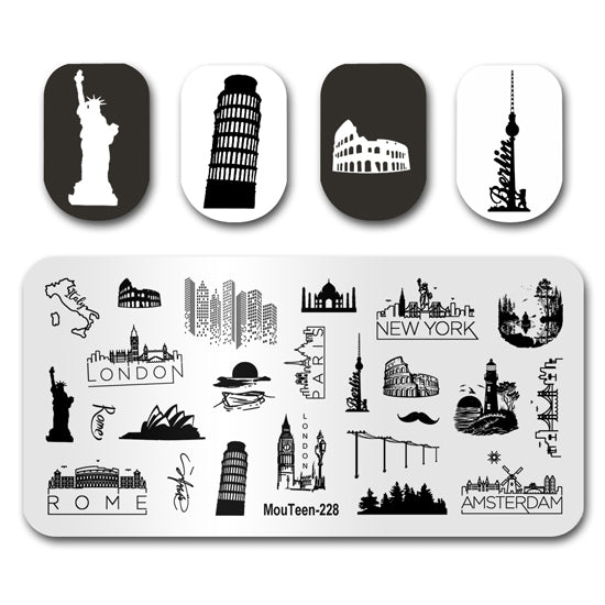 European Landmarks Colosseum Nail Stamping Plate Nail Stamp Mouteen-228