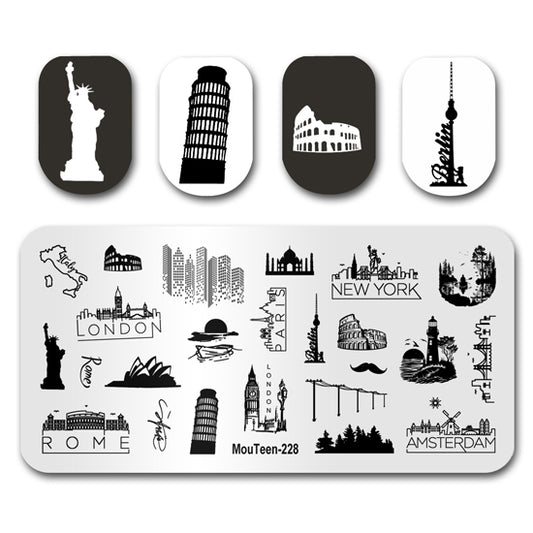 European Landmarks Colosseum Nail Stamping Plate Nail Stamp Mouteen-228