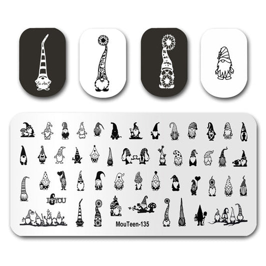 Gnome Art Nail Stamping Plates Mouteen-135