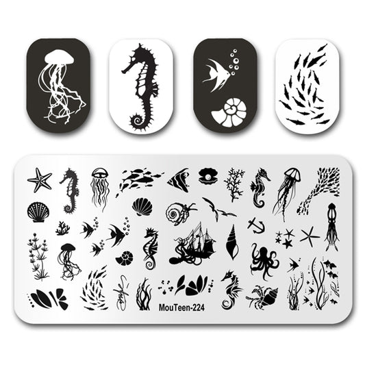 Ocean Marine Organism Nail Stamping Plate Mouteen-224