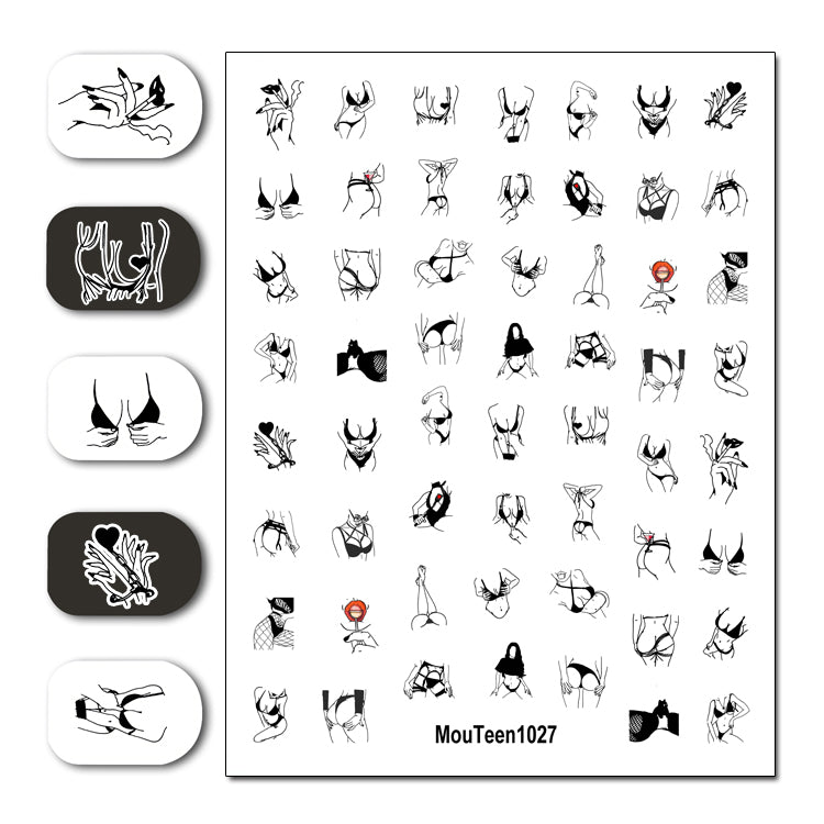 Newest Hot Mouteen1029 Dripping Graffiti Nail Sticker Nail Water Sticker for Nail Art Sticker Decal Art Decoration