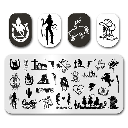West Cowboy Nail Stamping Plate Mouteen-223