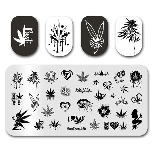 Sexy Maple Leaf Nail Stamping Plates Mouteen-150