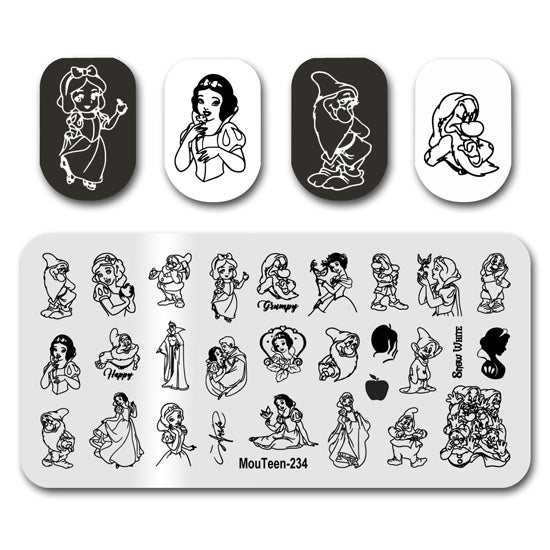 Snow White Big Size Nail Stamping Plate Nail Stamp Mouteen-234