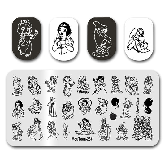 Snow White Big Size Nail Stamping Plate Nail Stamp Mouteen-234