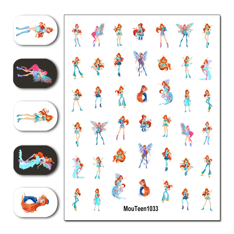 Newest Hot Mouteen1027 Line Art Sexy Girl Nail Sticker Nail Water Sticker for Nail Art Sticker Decal Art Decoration