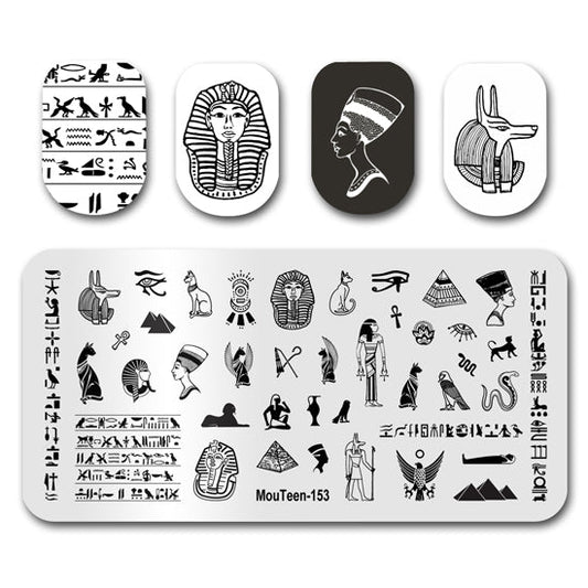 Egyptian Pyramid Sphinx Nail Stamping Plates Mouteen-153