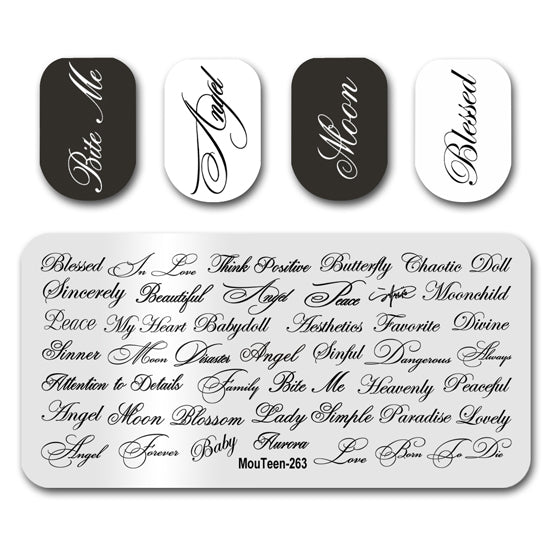 Artistic Font Nail Stamping Plate Nail Stamp for Nails Art Plate Nail art Supply Mouteen-263