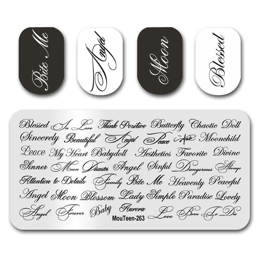 Artistic Font Nail Stamping Plate Nail Stamp for Nails Art Plate Nail art Supply Mouteen-263