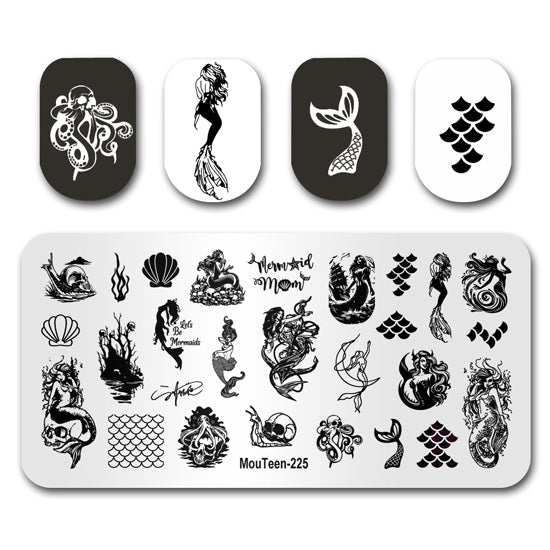 Ocean Mermaid Fish Tail Nail Stamping Plate Mouteen-225