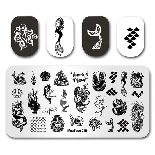 Ocean Mermaid Fish Tail Nail Stamping Plate Mouteen-225