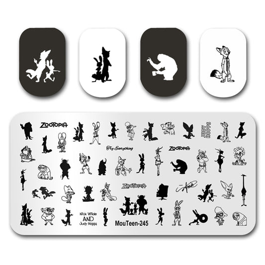 Zootopia Nail Stamping Plate Nail Stamp for Nails Art Plate Nail art Supply Mouteen-245
