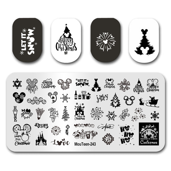 Christmas Disney Line Art Nail Stamping Plate Nail Stamp for Nails Art Plate Nail art Supply Mouteen-243