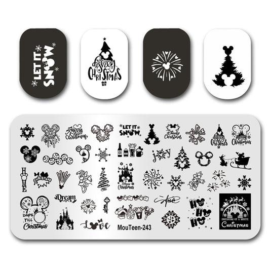 Christmas Disney Line Art Nail Stamping Plate Nail Stamp for Nails Art Plate Nail art Supply Mouteen-243