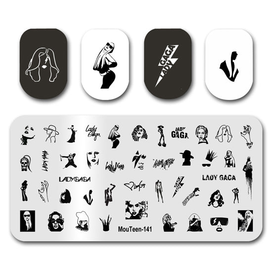 Lady Gaga Nail Art Stamping Plates Mouteen-141