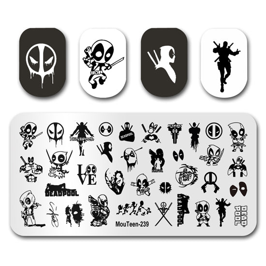 Deadpool Size Nail Stamping Plate Nail Stamp Mouteen-239