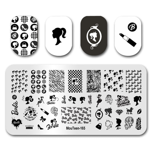 Ponytail Party Girl Nail Stamping Plate Mouteen-165