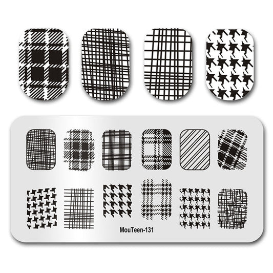 Grid Graph Nail Stamping Plates Lattice Pattern Nail Art Template Mouteen-131