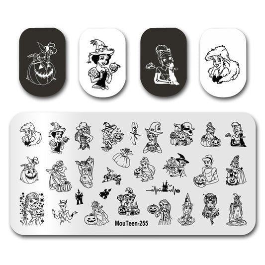 Halloween Disney Princess Nail Stamping Plate Nail Stamp for Nails Art Plate Nail art Supply Mouteen-255