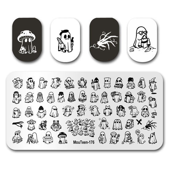 Halloween Flash Ghost Nail Stamping Plates Mouteen-176