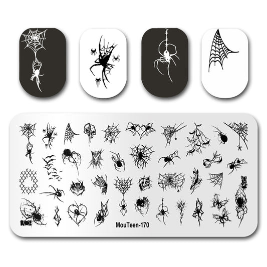 Sassy Spider Web Nail Stamping Plate Mouteen-170