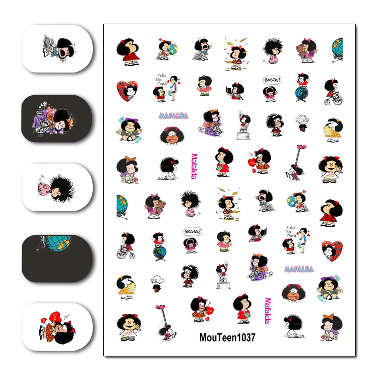 Newest Mouteen1025 Black Sexy Girl Nail Sticker Nail Water Sticker for Nail Art Sticker Decal Art Decoration