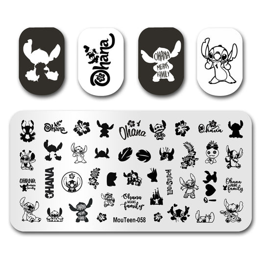 Mouteen-058 Cartoon Calf Elephant figure Nail Stamping Plates Baby Stitch Nail Stamp Templates