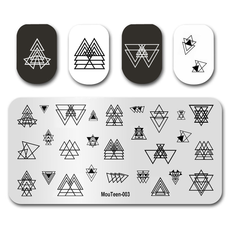 Mouteen-003 Nail Stamping lapped Triangle Multiple Geometries Nail Art Plate